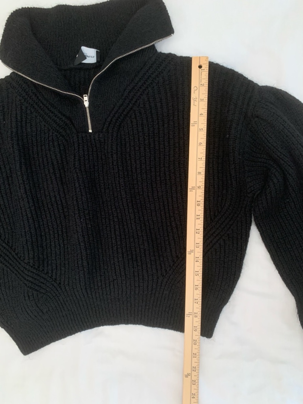 THE KOOPLES Black Heavyweight Ribbed Half Zip Cropped Sweater Size 1 EUC - Picture 7 of 8